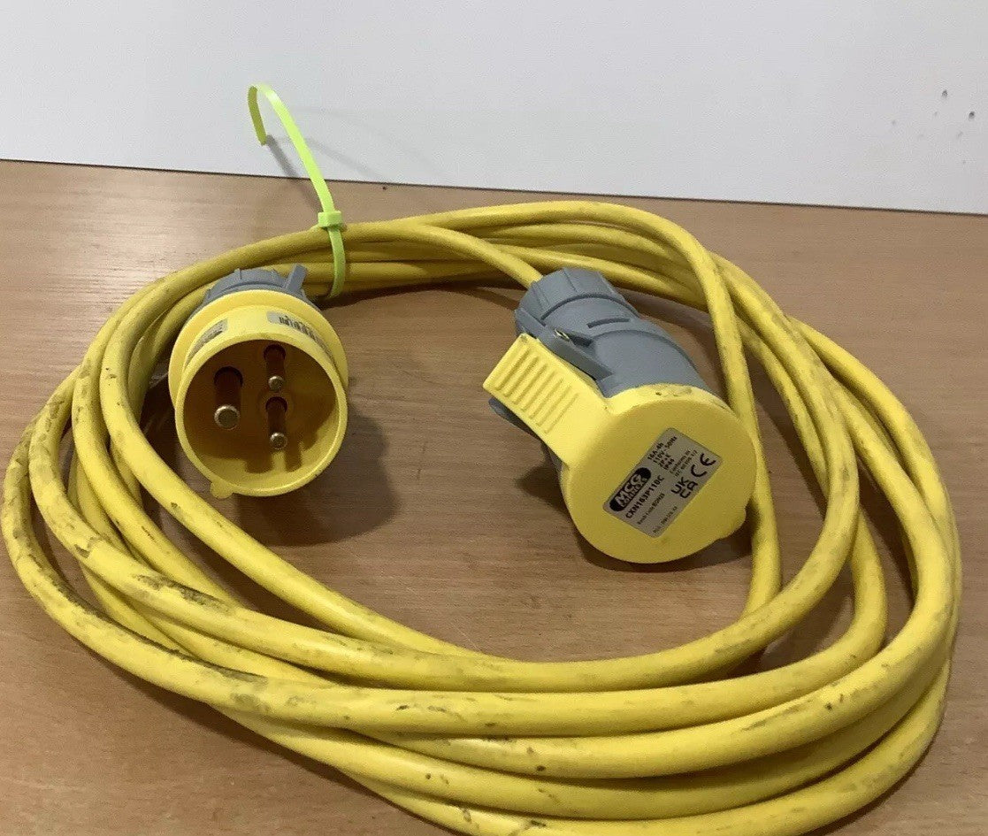 ⚡7m 110v Extension Lead 16A Yellow SITE POWER CABLE BUILDER WORKSHOP TOOL (11)