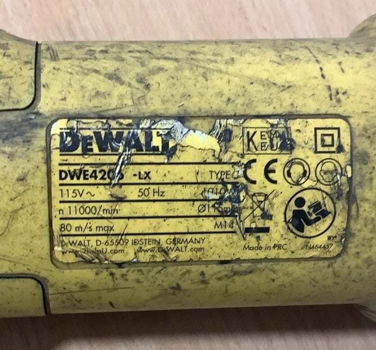 DEWALT DWE4206 - LX TYPE 3 110V ANGLE GRINDER - 115 MM 1010 W - 11000/Min