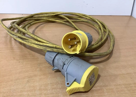⚡7m 110v Extension Lead 16A Yellow SITE POWER CABLE BUILDER WORKSHOP TOOL (11)